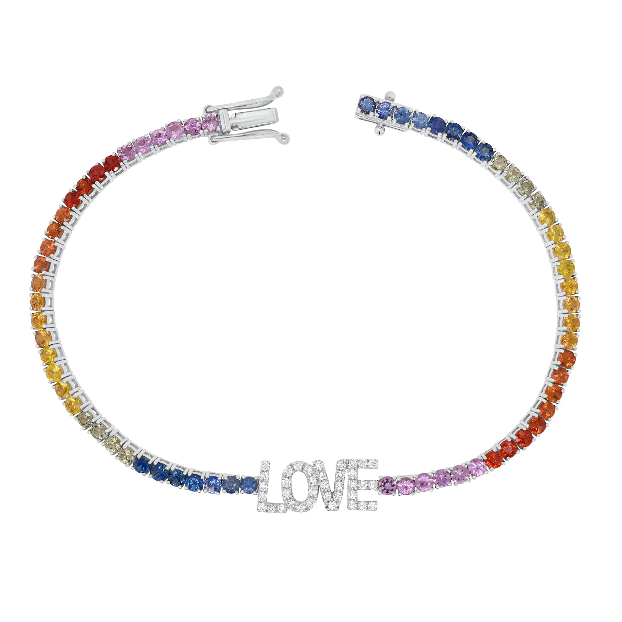 Multicolor Gemstone & Diamond LOVE Bracelet