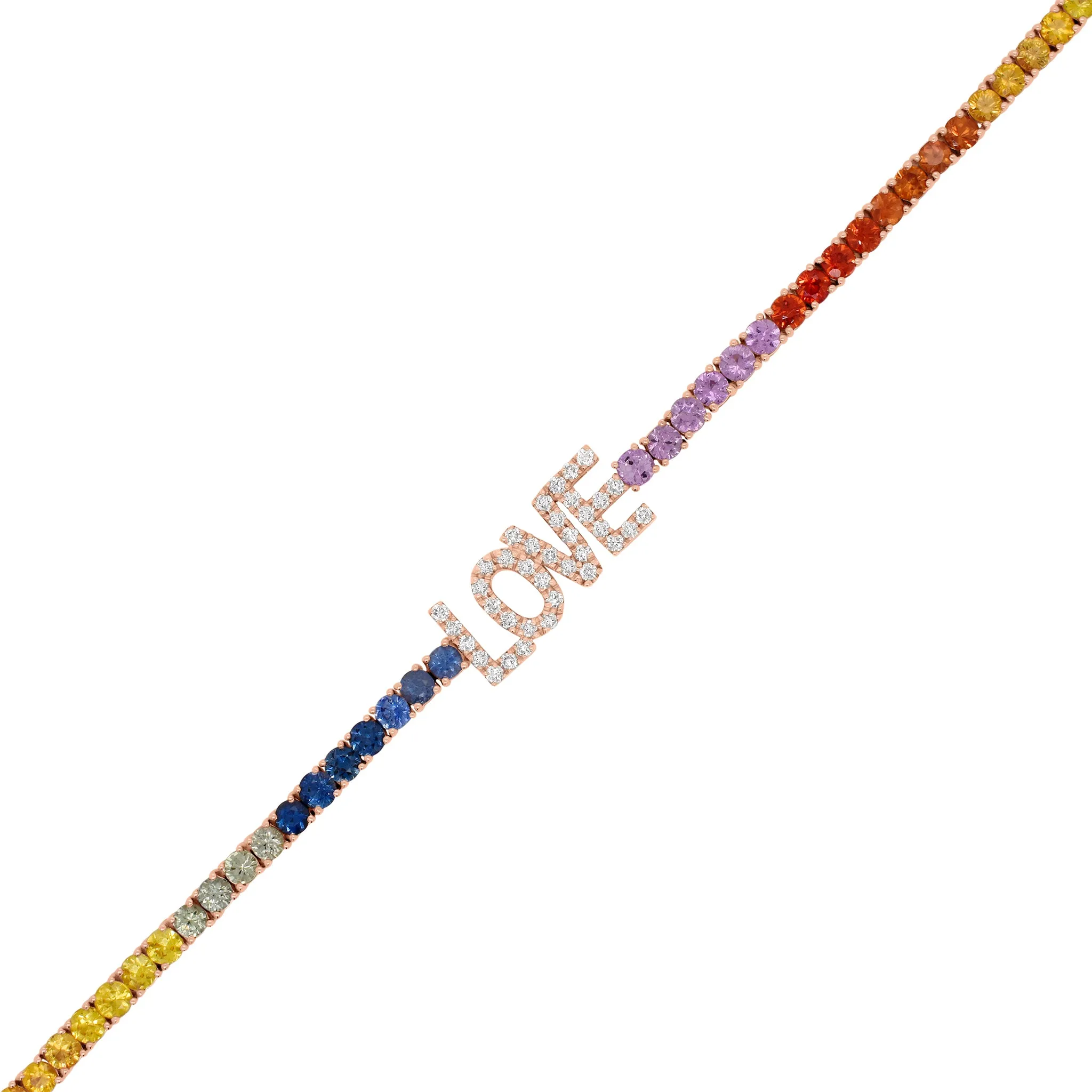 Multicolor Gemstone & Diamond LOVE Bracelet