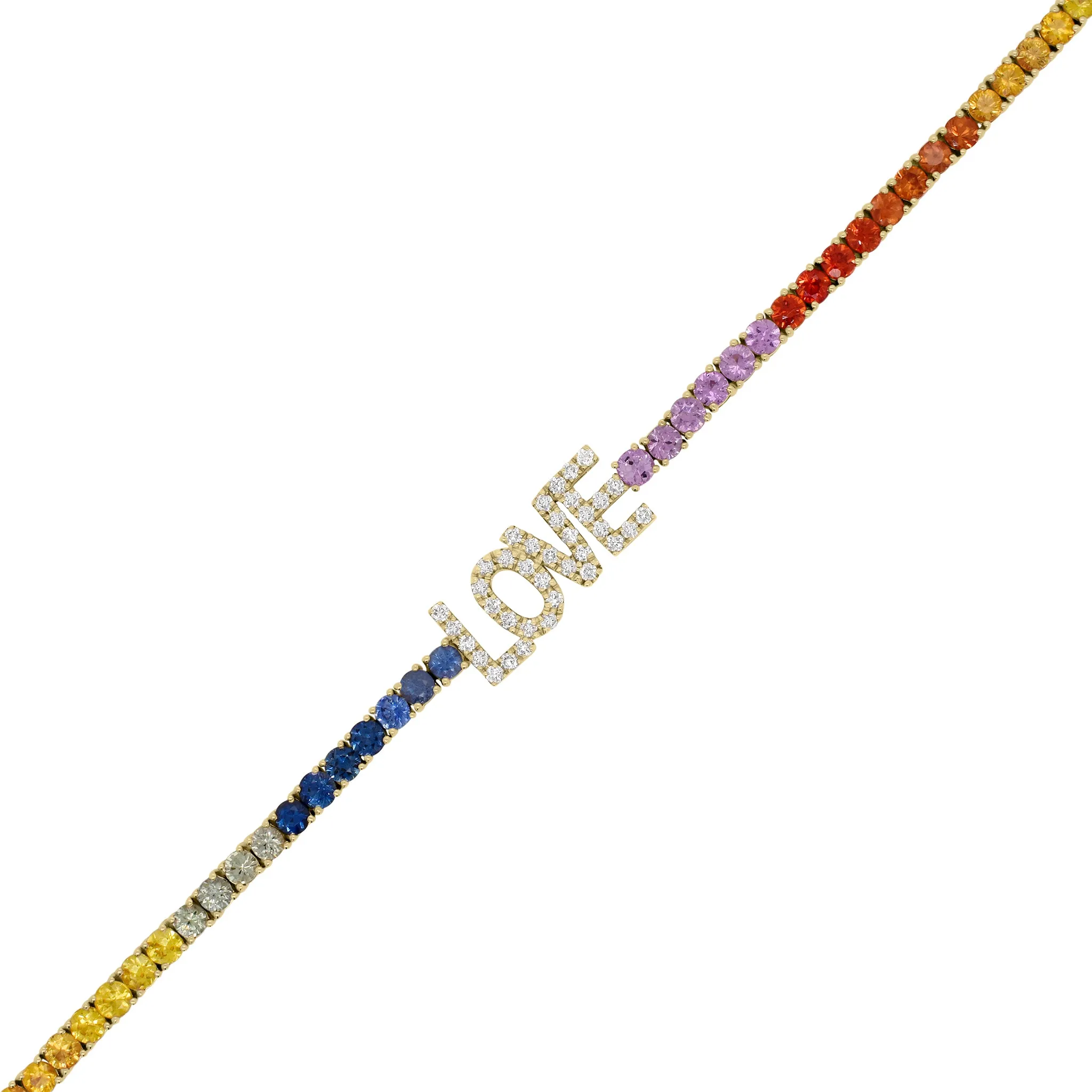 Multicolor Gemstone & Diamond LOVE Bracelet