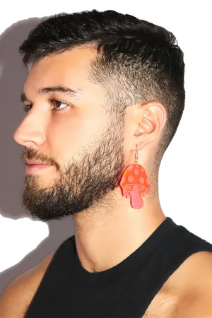Mushroom Trip Acrylic Single Earring- Coral