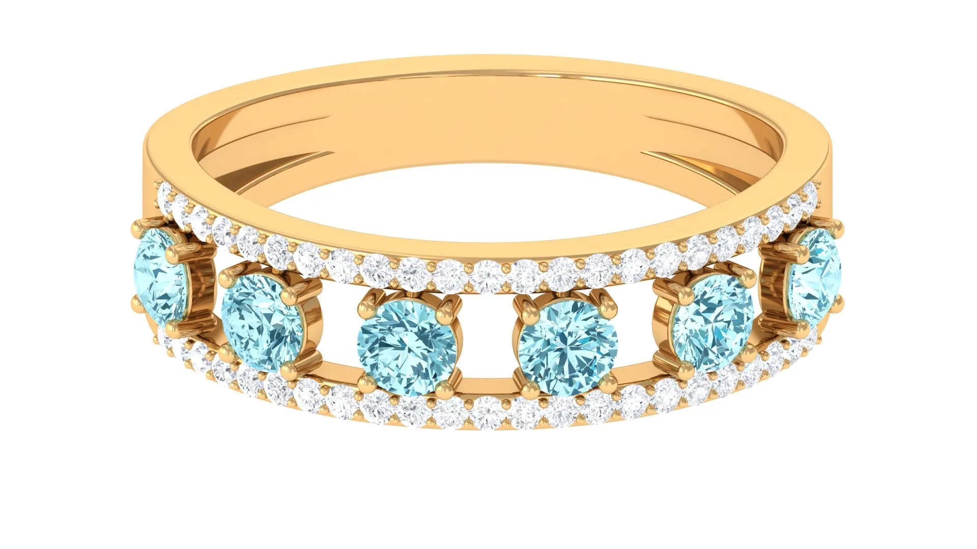 Natural Aquamarine and Diamond Anniversary Ring