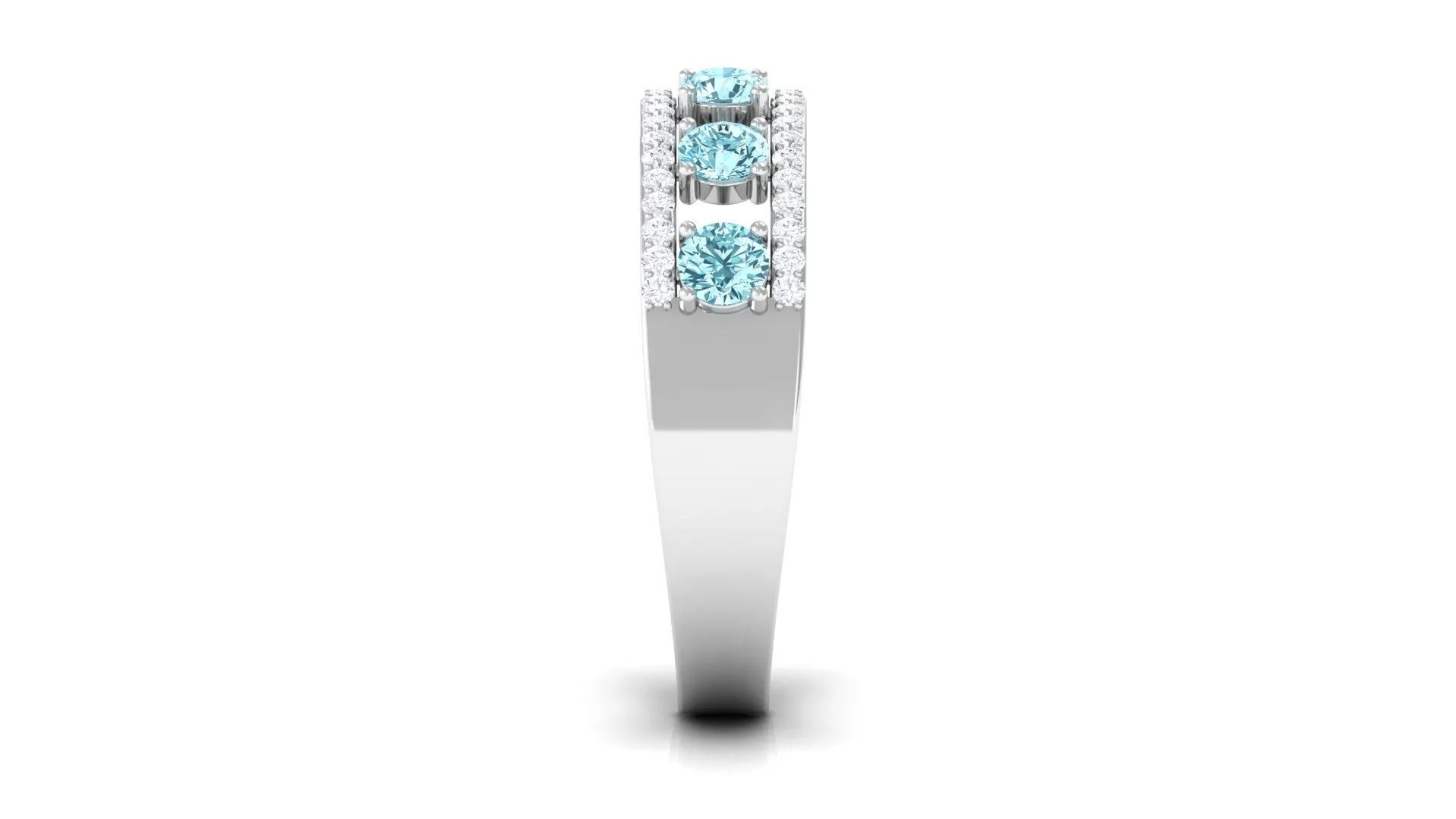 Natural Aquamarine and Diamond Anniversary Ring
