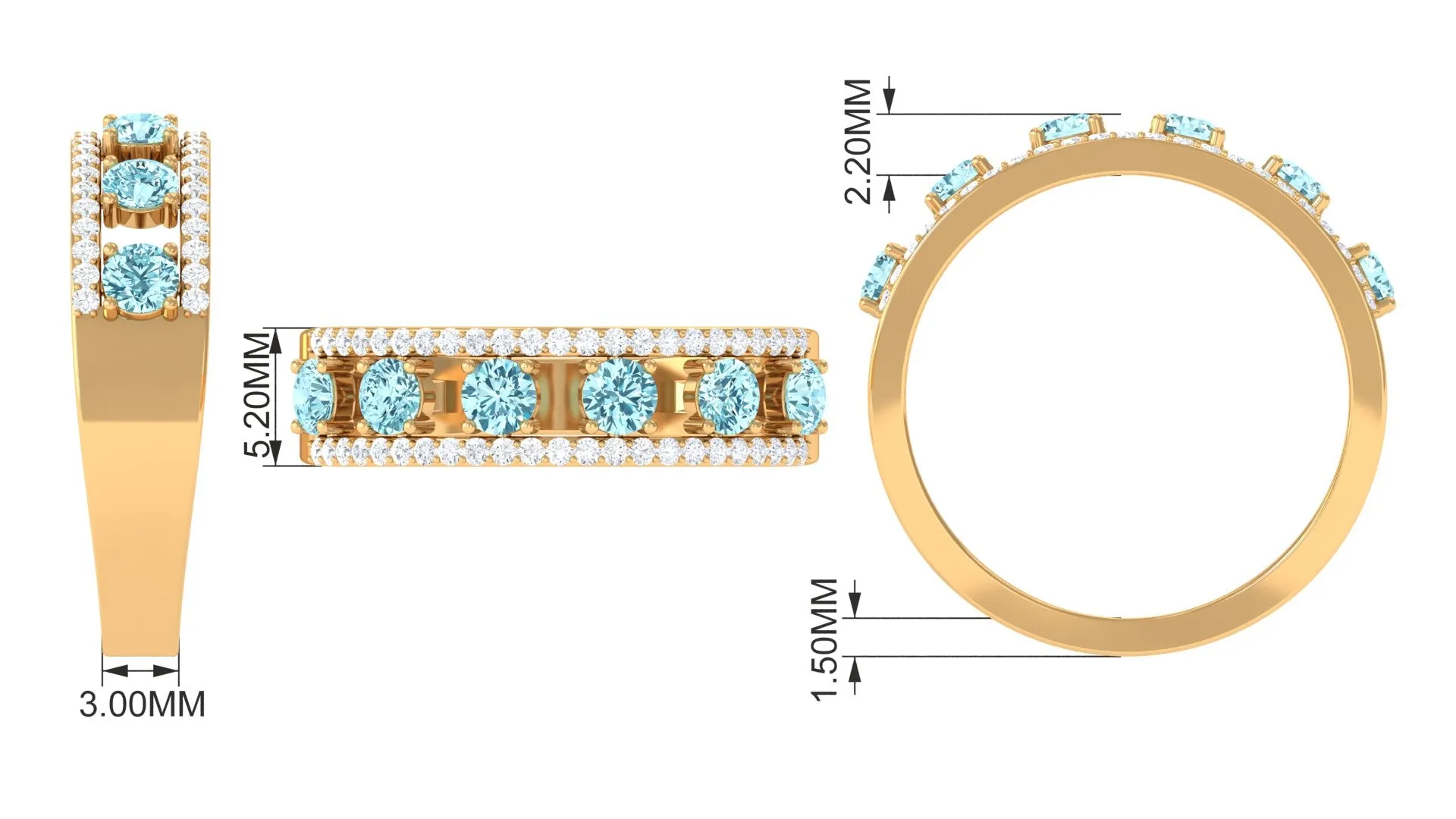 Natural Aquamarine and Diamond Anniversary Ring