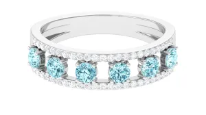 Natural Aquamarine and Diamond Anniversary Ring