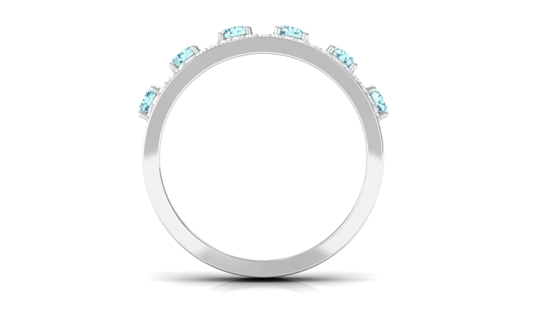 Natural Aquamarine and Diamond Anniversary Ring