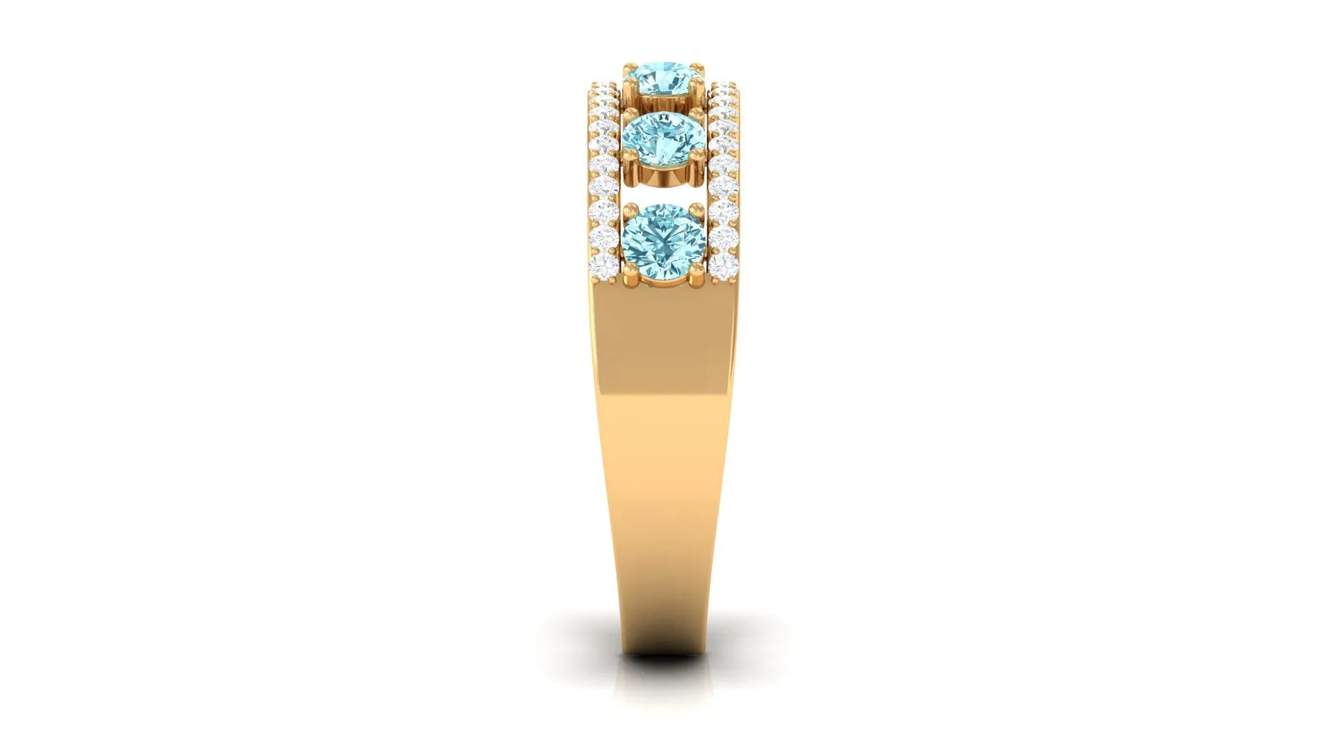 Natural Aquamarine and Diamond Anniversary Ring