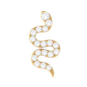 Natural Diamond Snake Earring for Cartilage Piercing