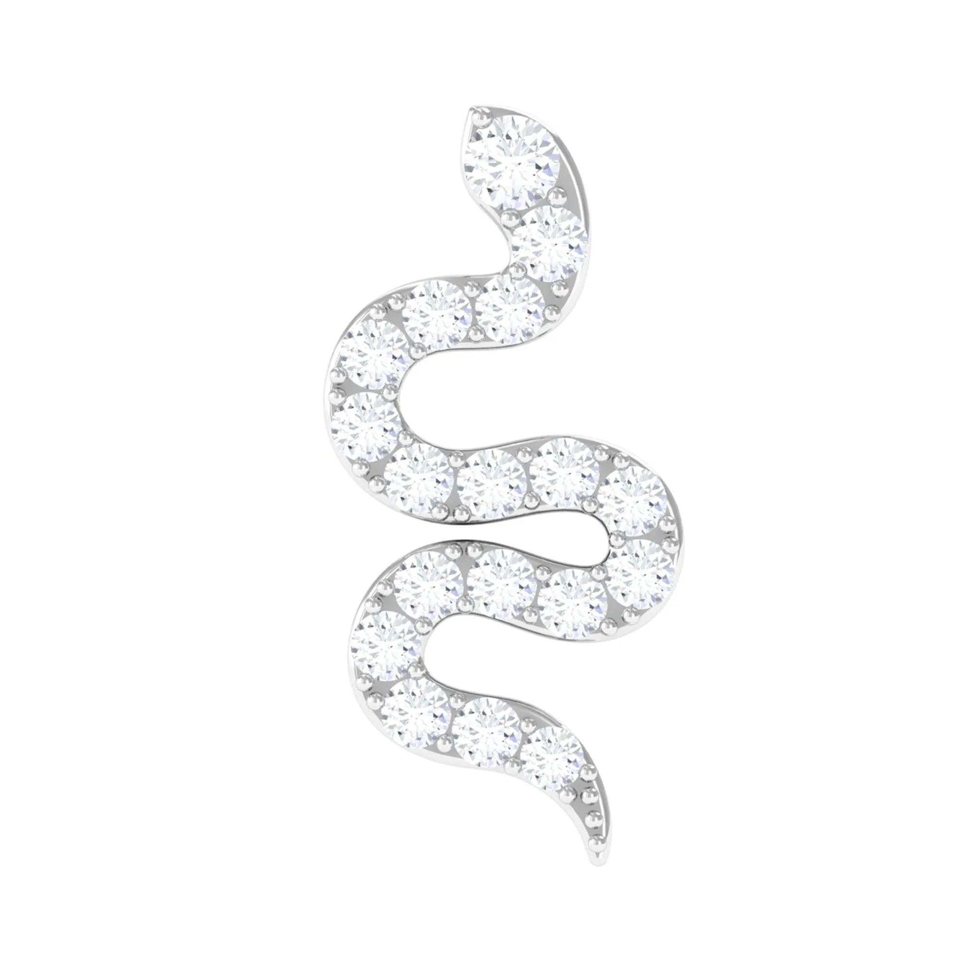 Natural Diamond Snake Earring for Cartilage Piercing