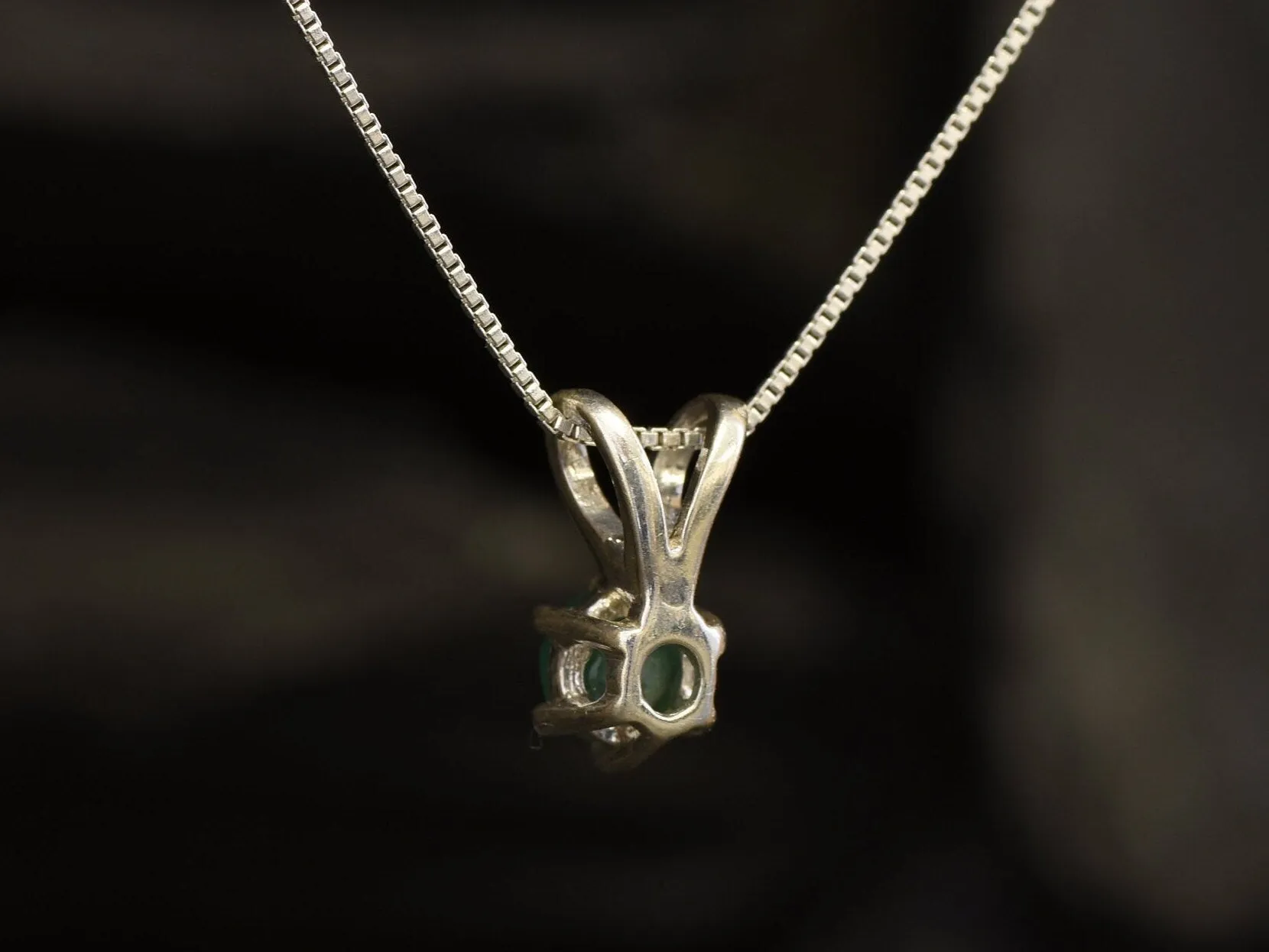 Natural Emerald Pendant - Dainty Round Necklace - May Birthstone Necklace