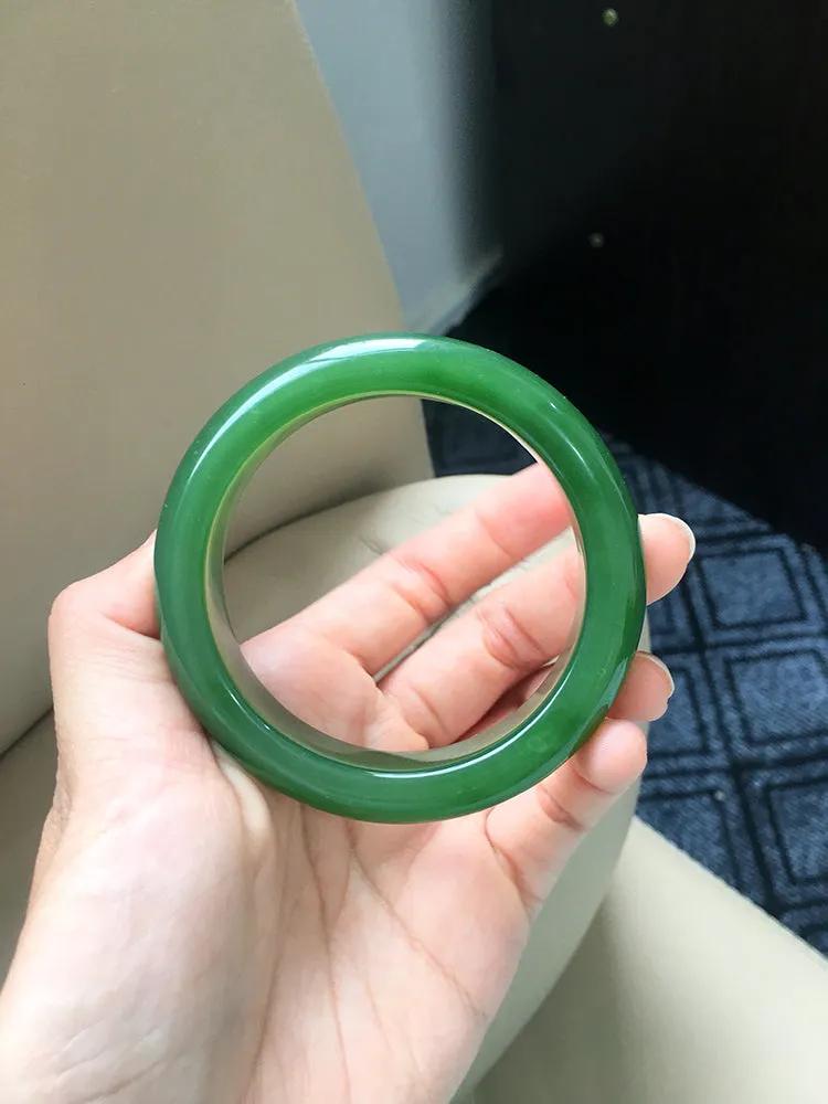 Natural Jade Bangle Nephrite Bangle Internal Diameter 57.3mm NBE028