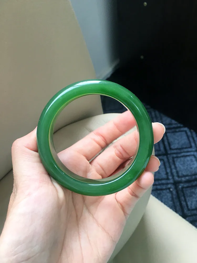 Natural Jade Bangle Nephrite Bangle Internal Diameter 57.3mm NBE028