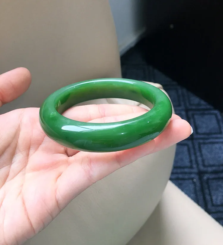Natural Jade Bangle Nephrite Bangle Internal Diameter 57.3mm NBE028