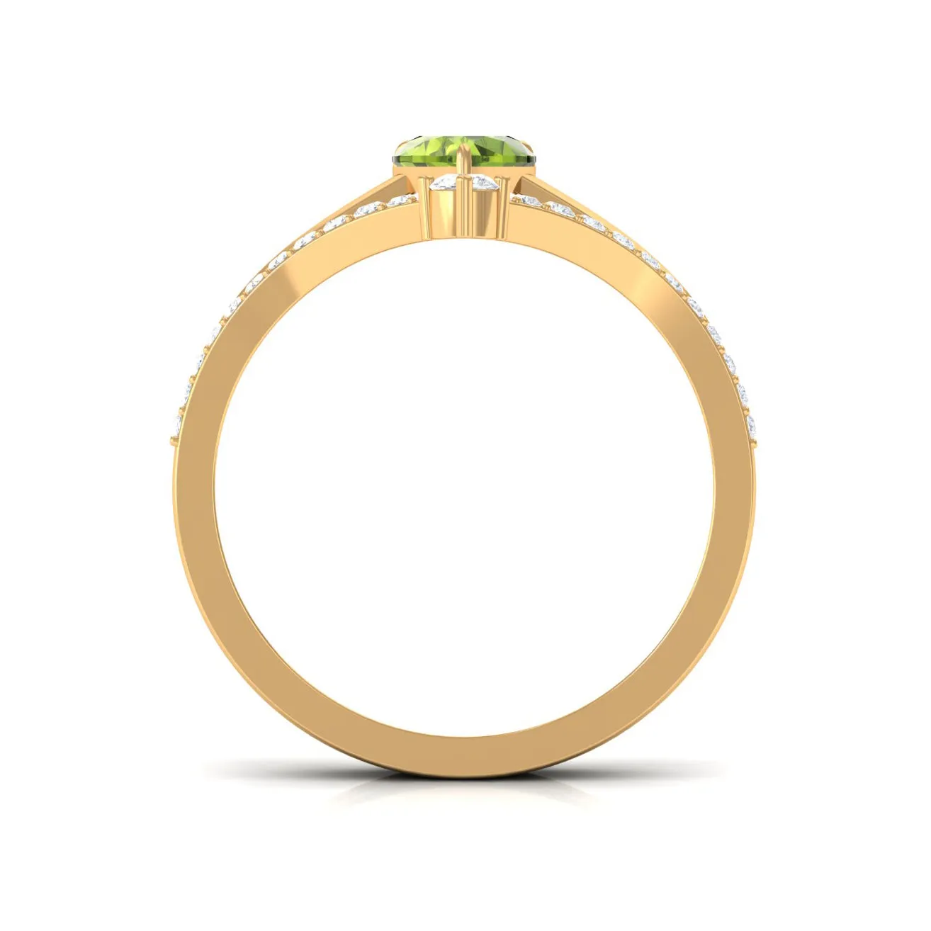 Natural Peridot Heart Ring Set with Diamond