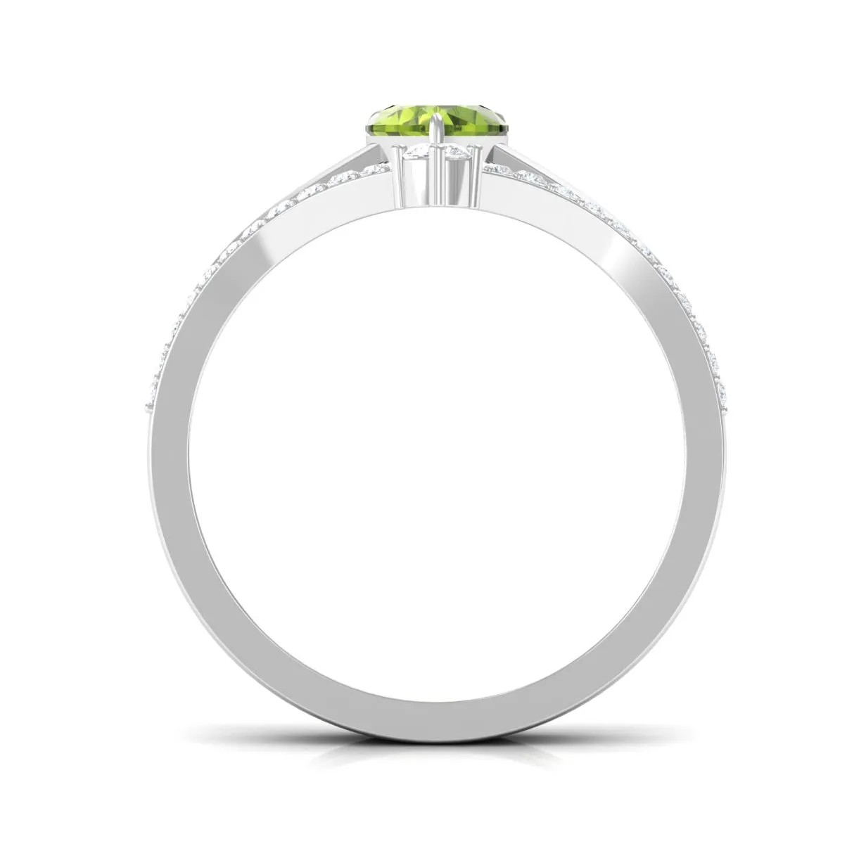 Natural Peridot Heart Ring Set with Diamond