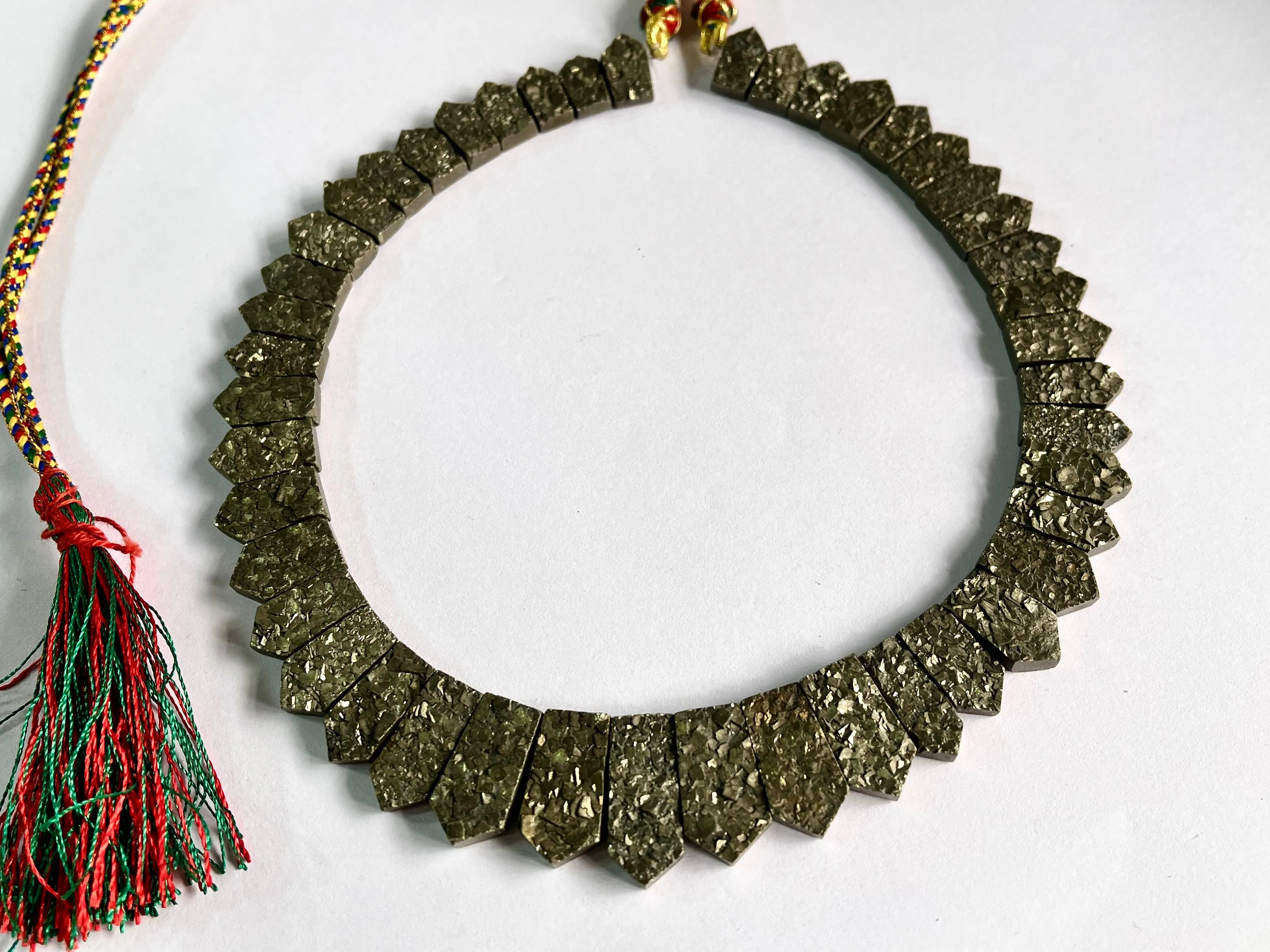 Natural Pyrite Bib necklace, Cleopatra Egyptian  Necklace