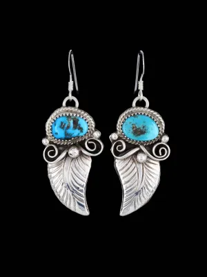 Navajo Kingman Turquoise Sterling Silver Dangle Earrings