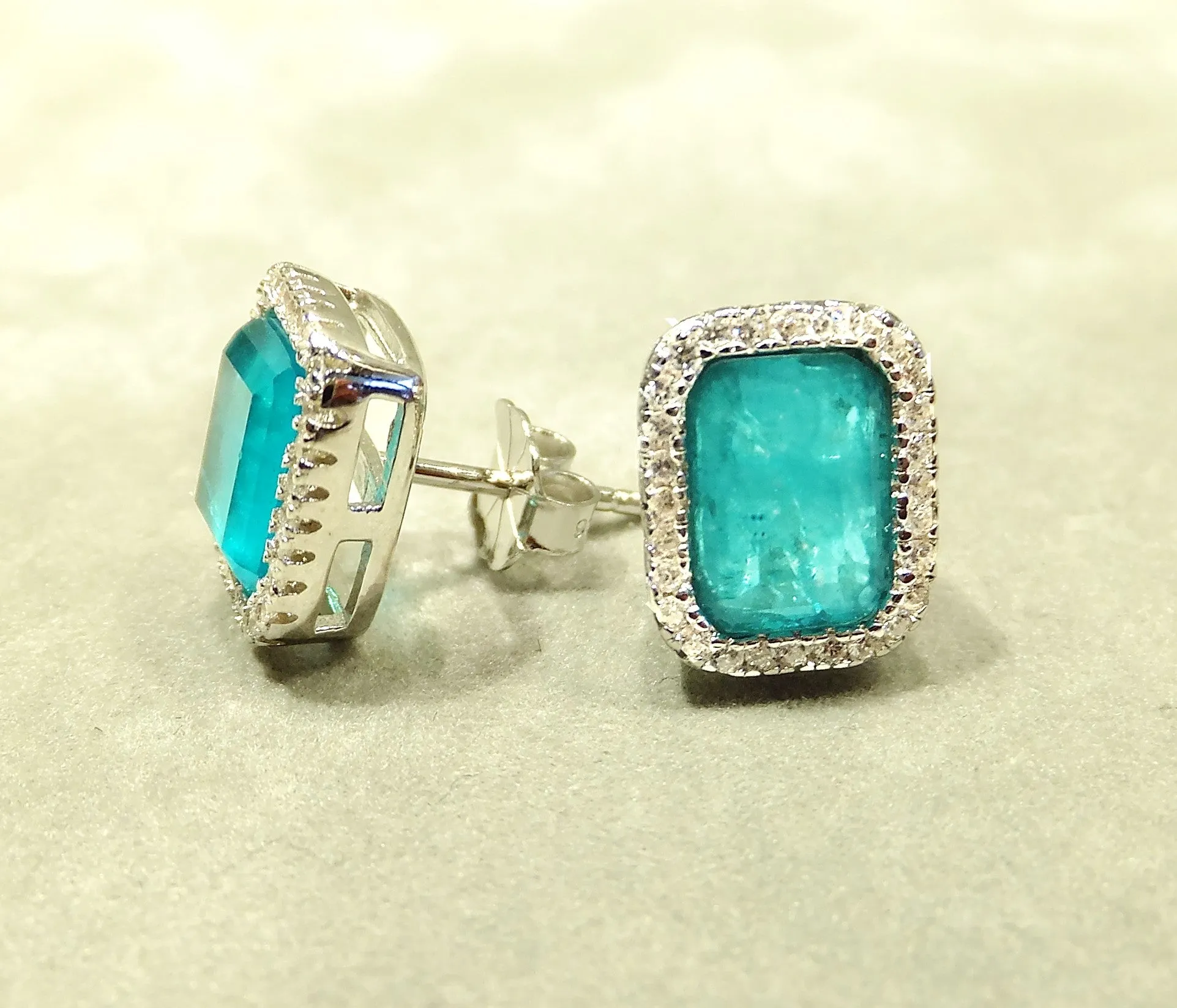 Neon Blue Paraiba Tourmaline Stud Earrings