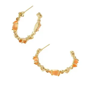 New - Kendra Scott June Mix 14K Gold Over Brass Statement Hoop Earrings - Coral Orange