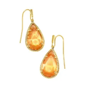 New - Kendra Scott Sami Catseye 14K Gold Over Brass Drop Earrings - Coral Catseye
