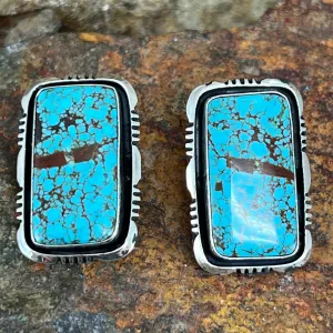 Number 8 Turquoise Sterling Silver Earrings by Wil Denetdale