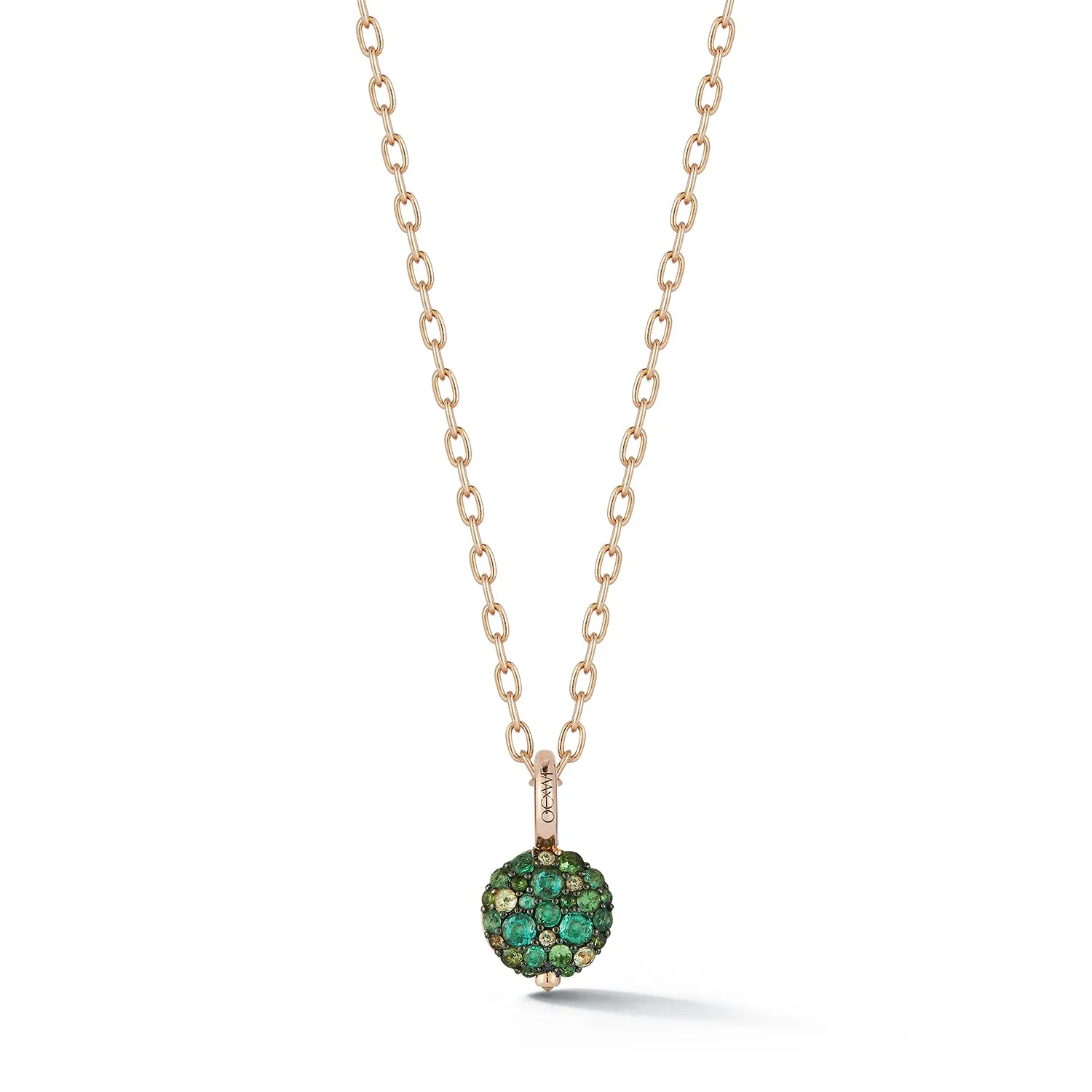 OC X WF 18K SMALL GREEN EMERALD AND TSAVORITE PEBBLE LOCKET