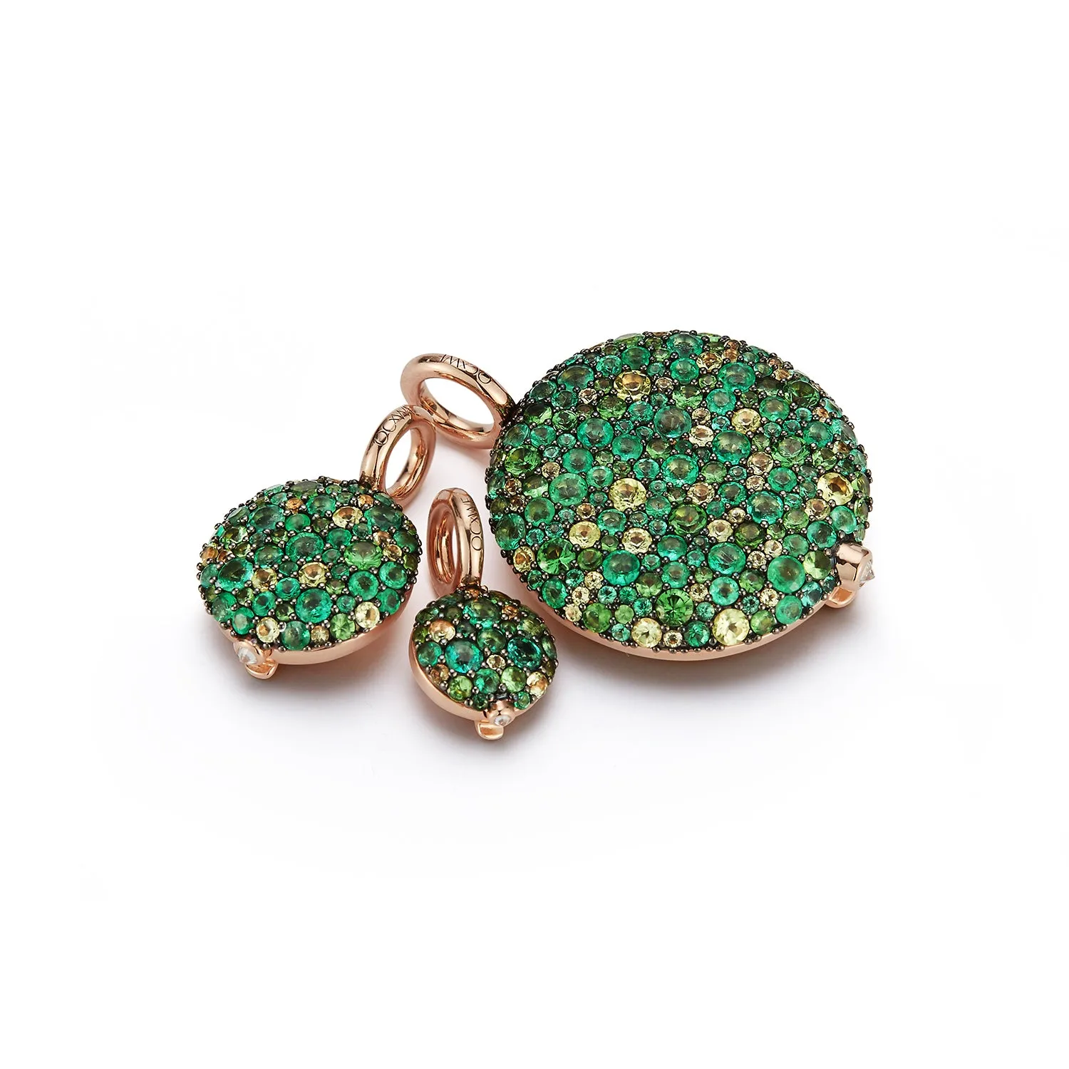 OC X WF 18K SMALL GREEN EMERALD AND TSAVORITE PEBBLE LOCKET