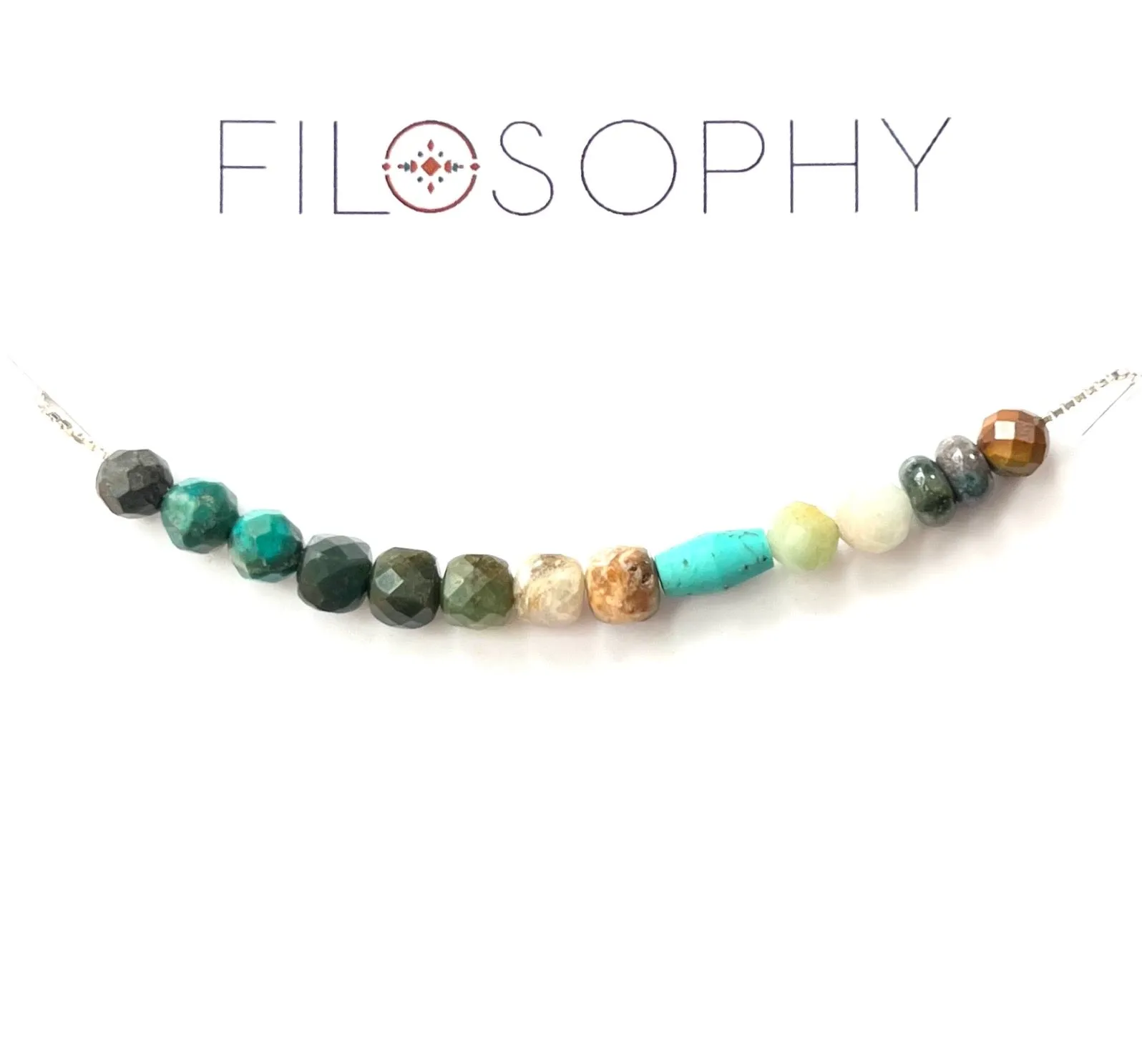 Ocean Jasper, Turquoise, Amazonite Adjustable Slide Chain Gemstone Necklace