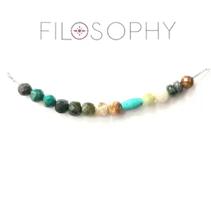 Ocean Jasper, Turquoise, Amazonite Adjustable Slide Chain Gemstone Necklace