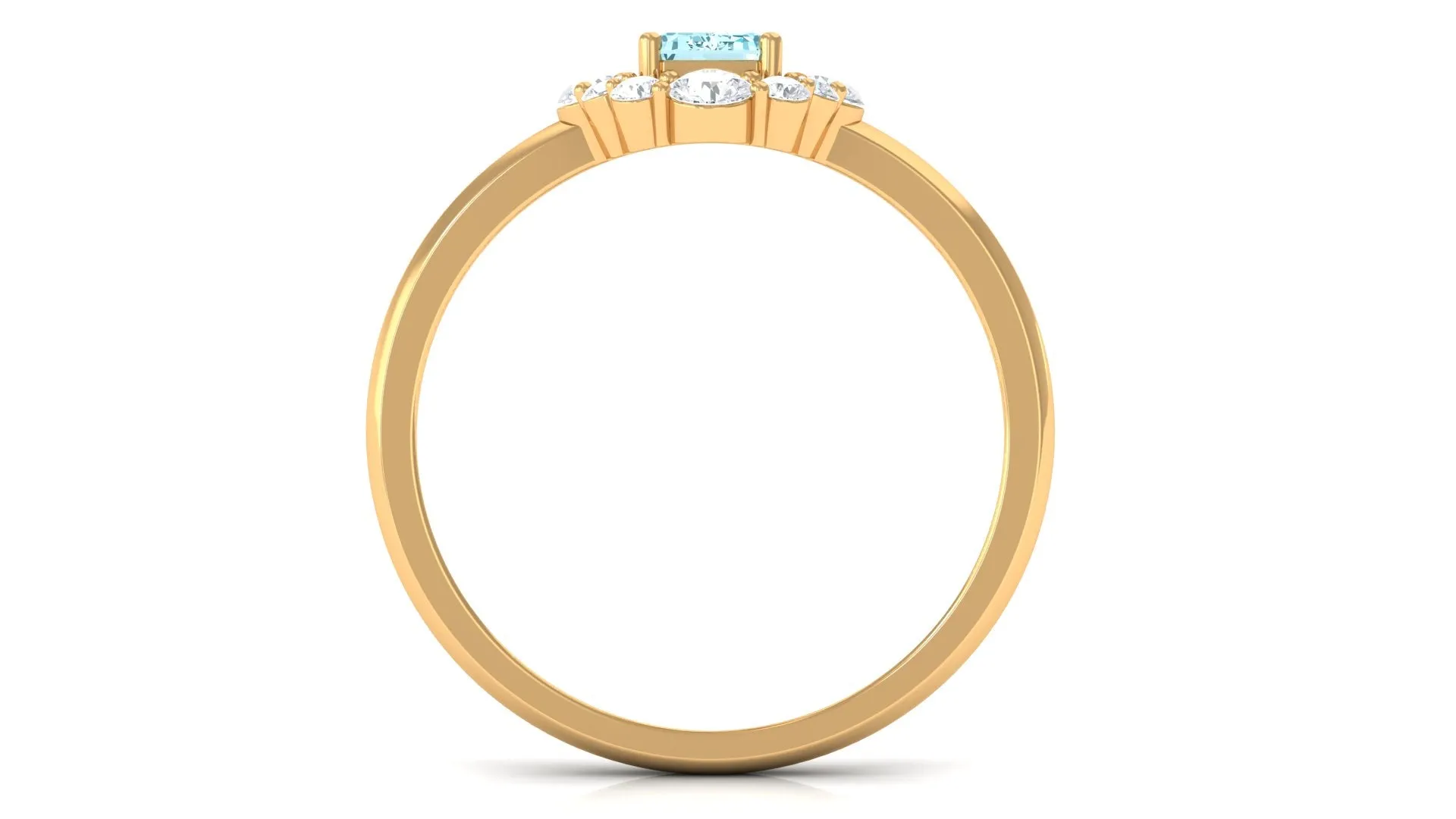 Octagon Aquamarine Engagement Ring with Diamond Halo