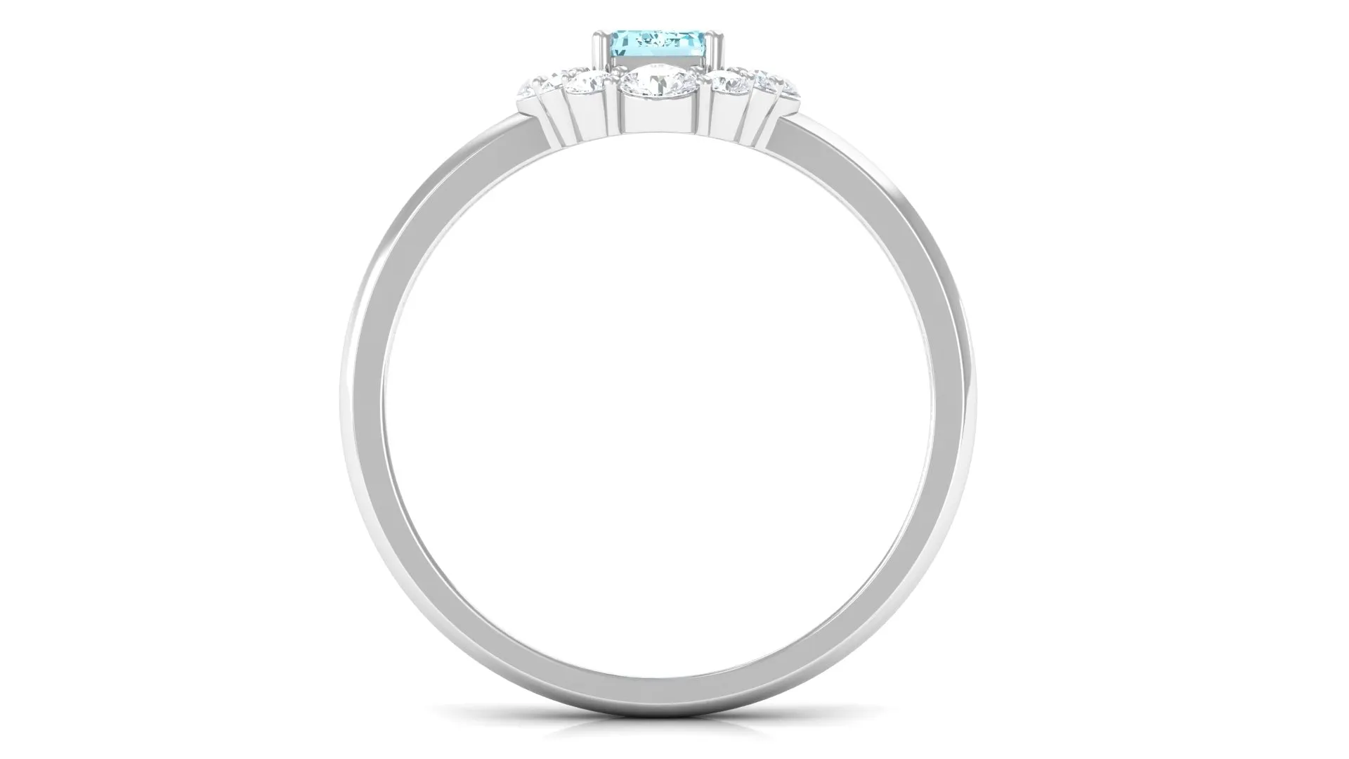 Octagon Aquamarine Engagement Ring with Diamond Halo