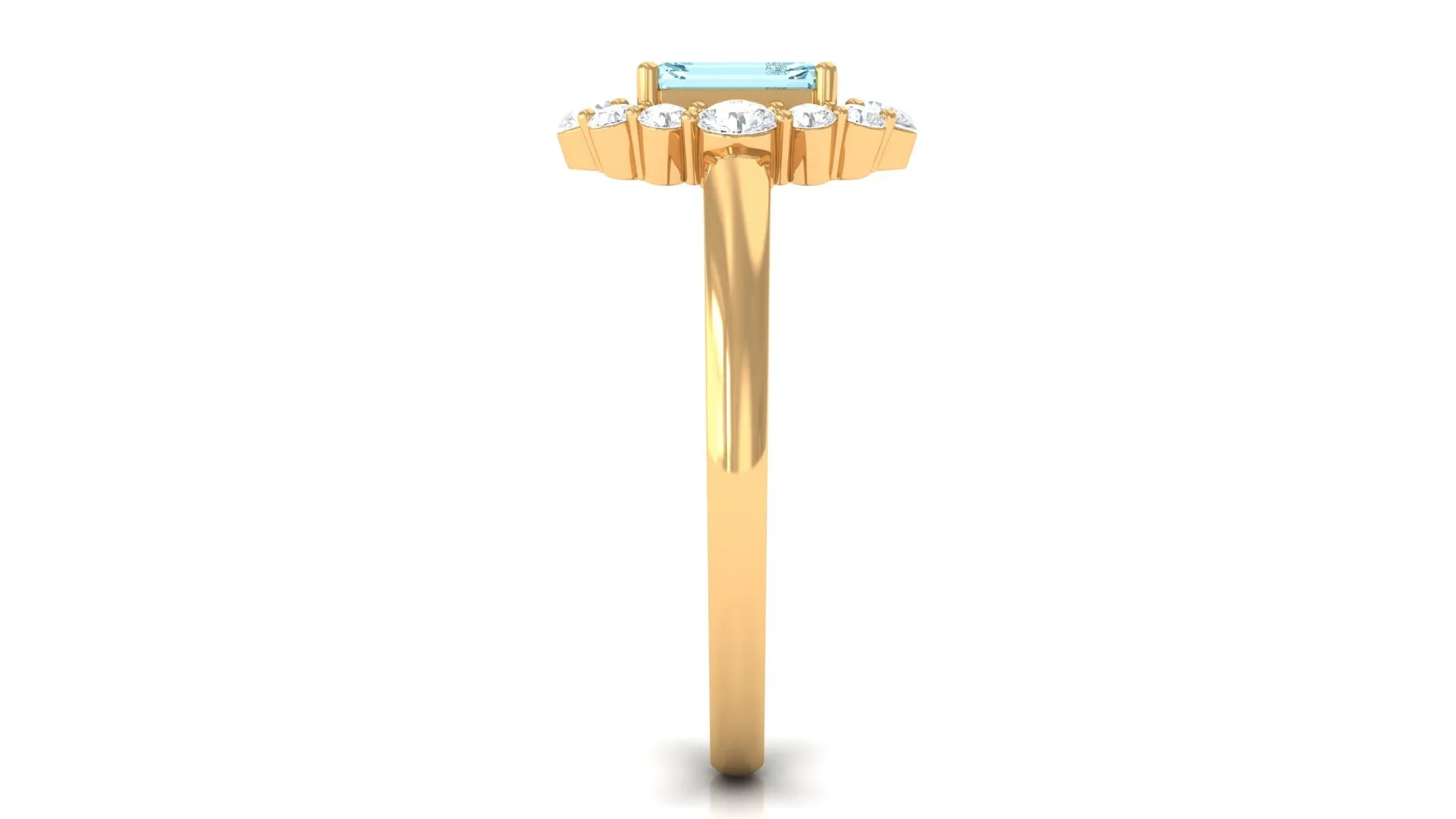 Octagon Aquamarine Engagement Ring with Diamond Halo
