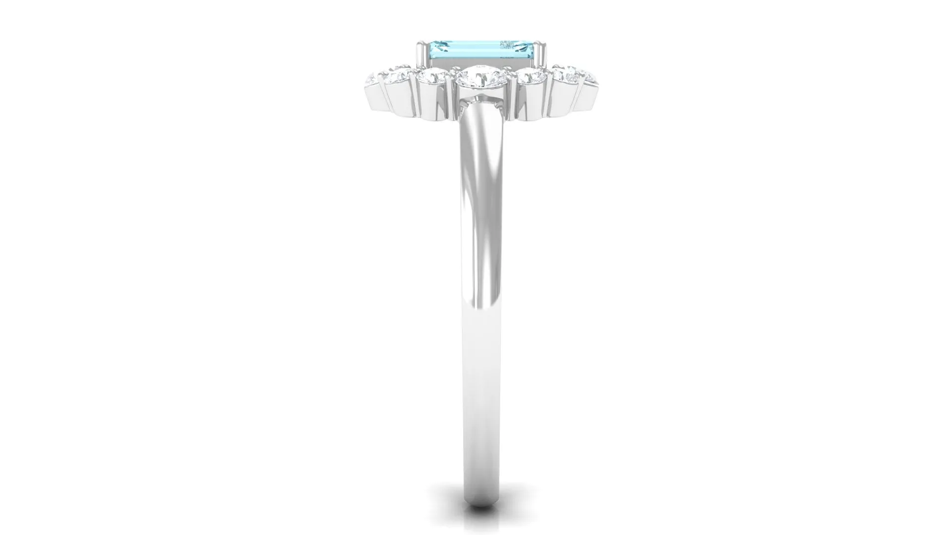 Octagon Aquamarine Engagement Ring with Diamond Halo