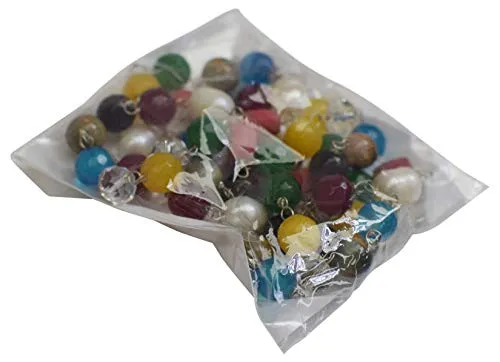 OM SHRI OM Indian Mala Prayer Colorful Gemstone Stone Beads Necklace Jewelry