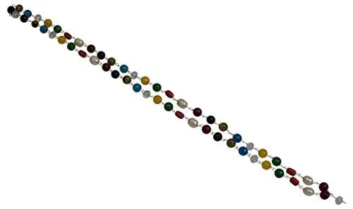 OM SHRI OM Indian Mala Prayer Colorful Gemstone Stone Beads Necklace Jewelry