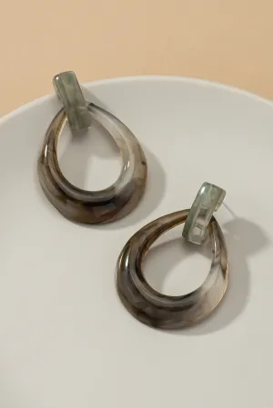 Ombre Grey Resin Door Knocker Earrings