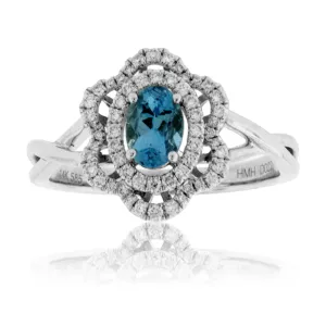 Oval Aquamarine and Diamond Accent Ring