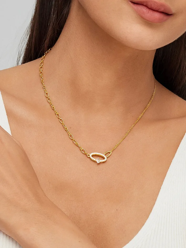 Oval Crossover Morganite Necklace