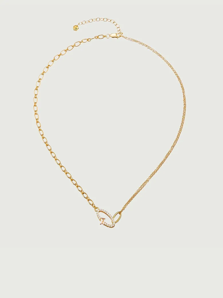 Oval Crossover Morganite Necklace