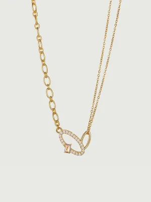 Oval Crossover Morganite Necklace