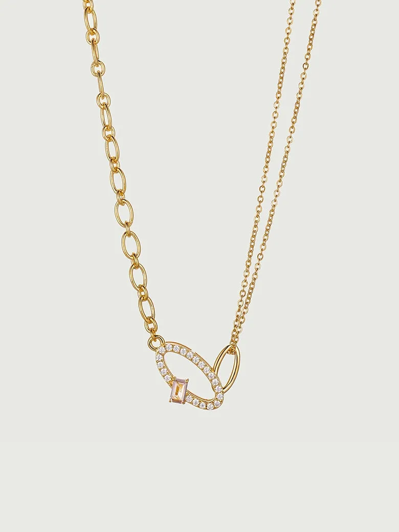 Oval Crossover Morganite Necklace