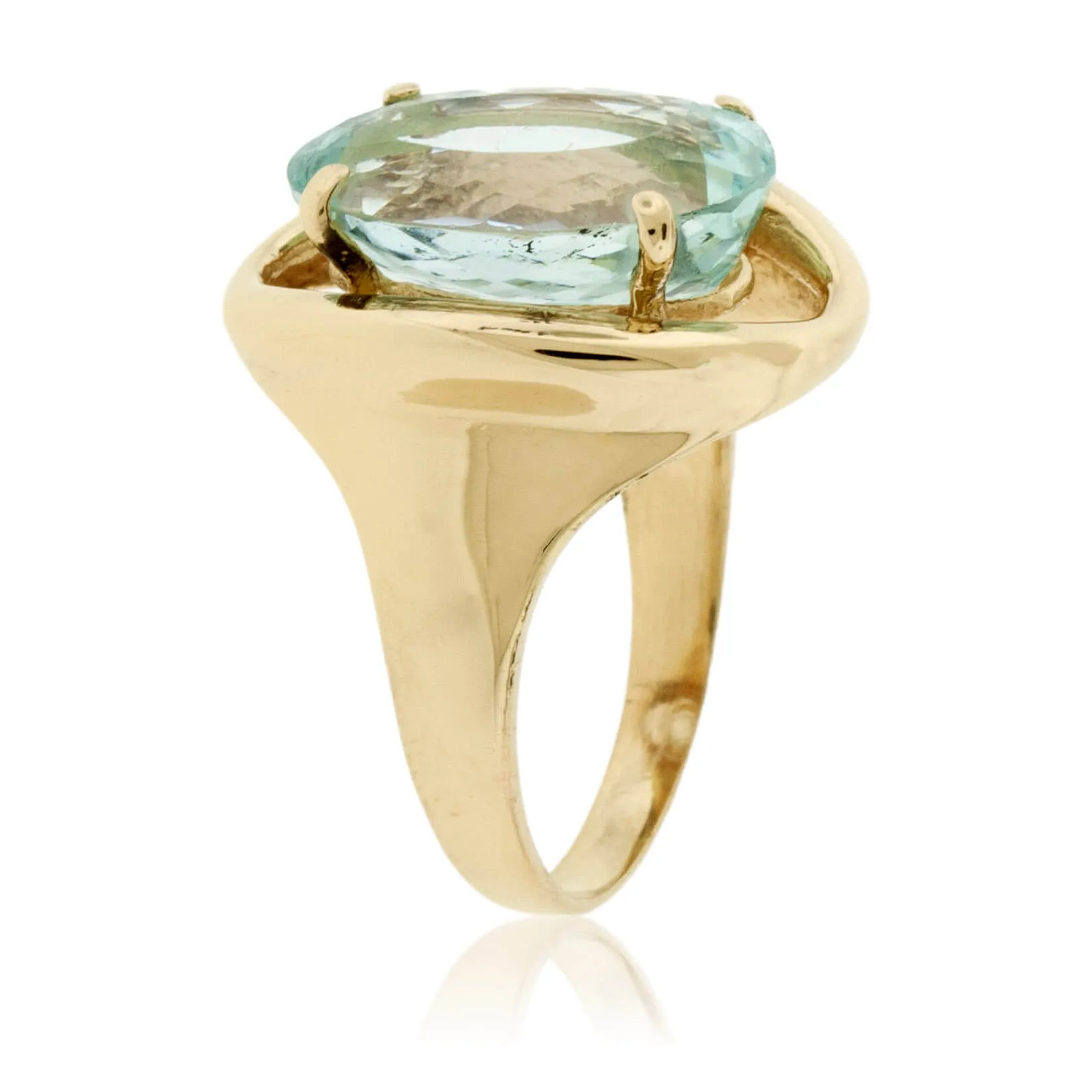 Oval-Cut Aquamarine Solitaire Style Estate Ring