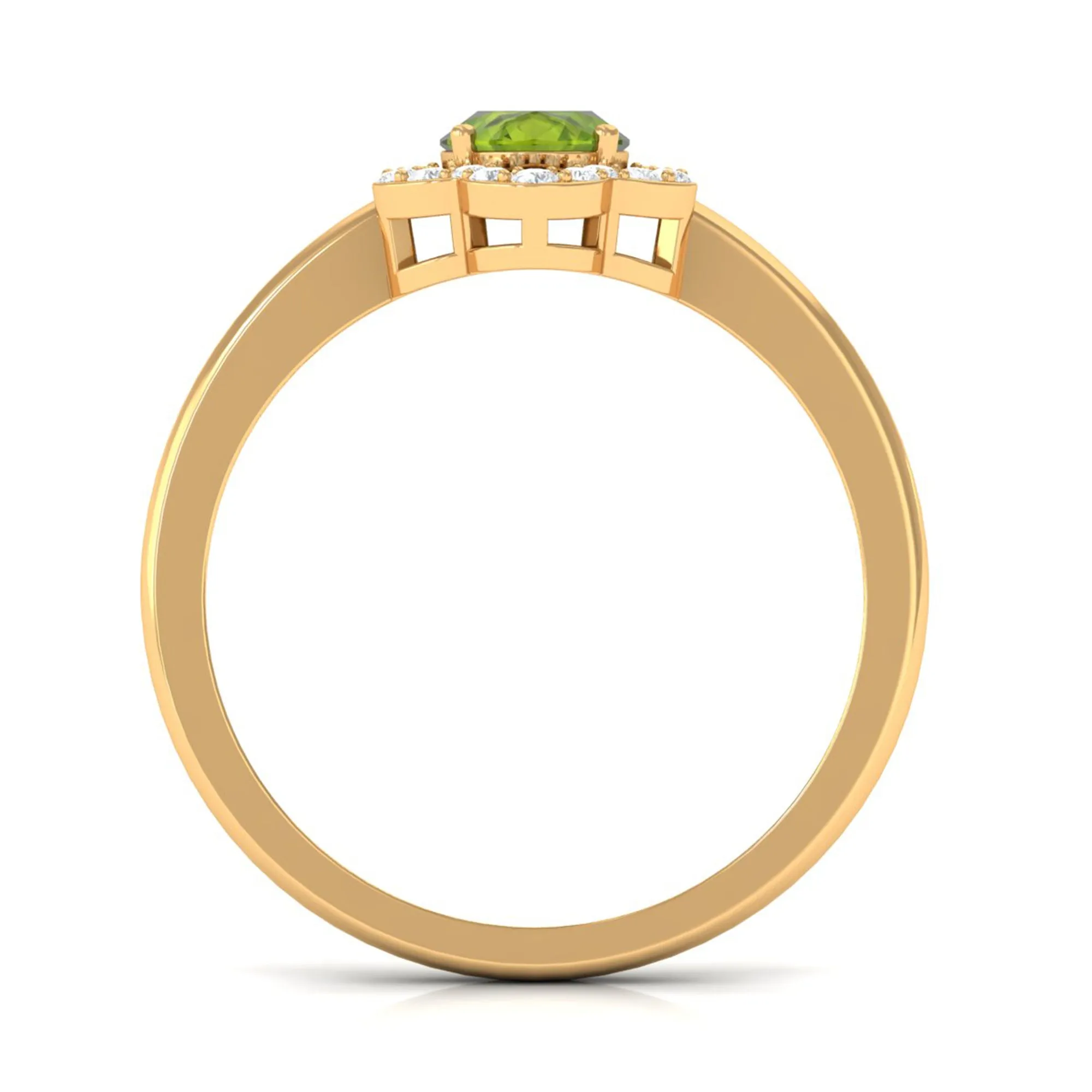 Oval Peridot Cocktail Flower Ring with Diamond