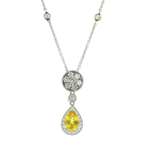 Pear-Shaped Yellow Sapphire and Diamond Necklace