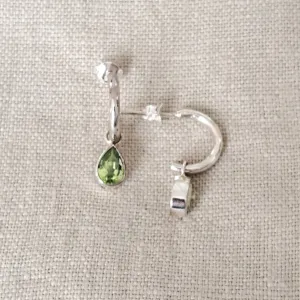 Peridot .925 Sterling Silver Hoop Earrings from Bali