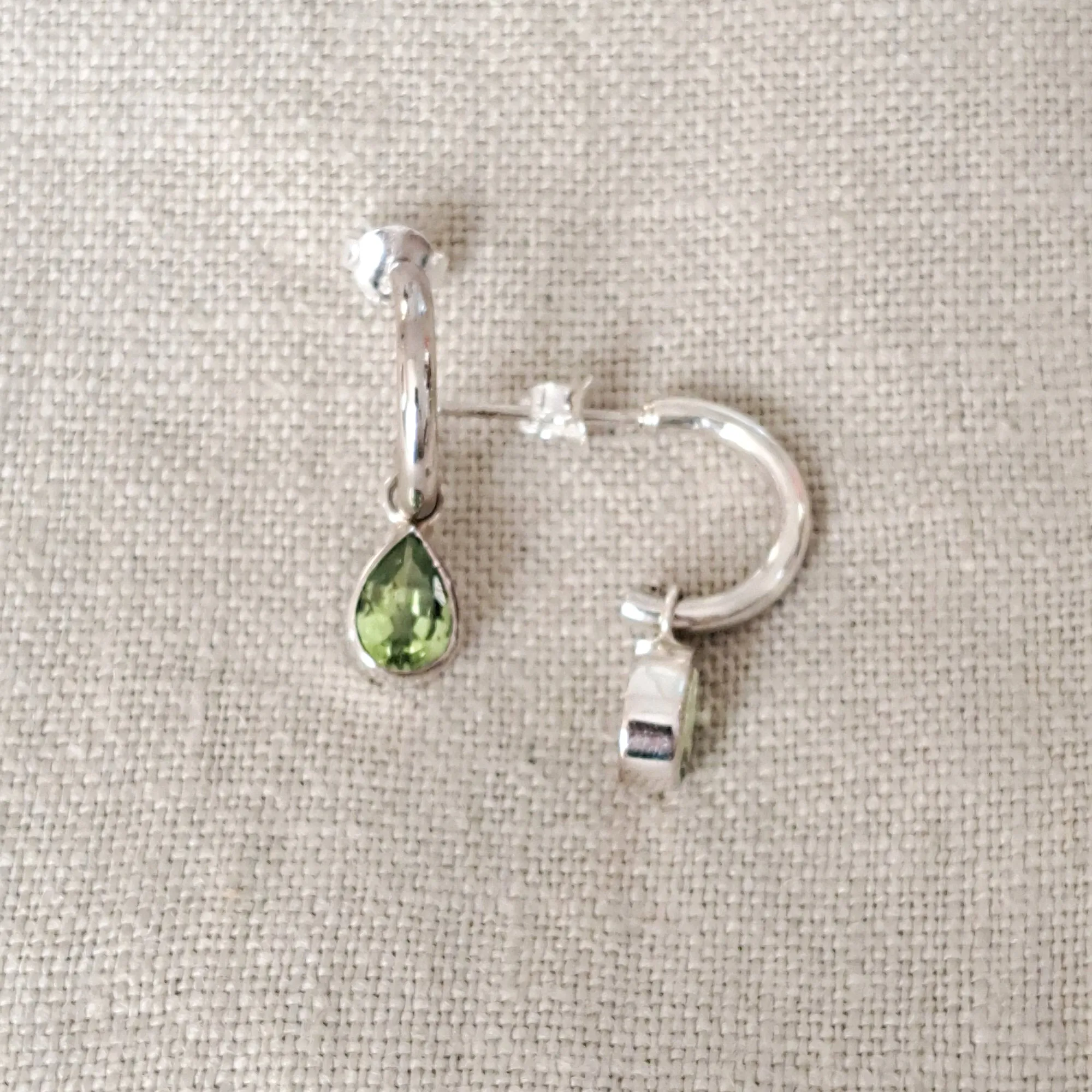 Peridot .925 Sterling Silver Hoop Earrings from Bali