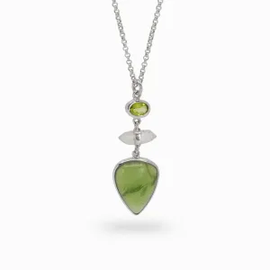 Peridot, Laser Quartz, and Jade Necklace