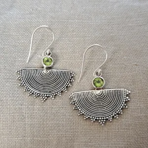 Peridot Mandala .925 Sterling Silver Drop Earrings