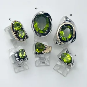 Peridot Silver & Gold Rings