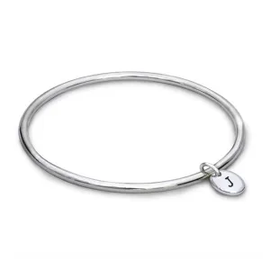 Personalised Pebble Silver Charm Bangle