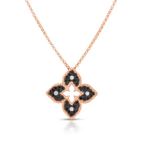 Petite Venetian Black and White Diamond Flower Pendant
